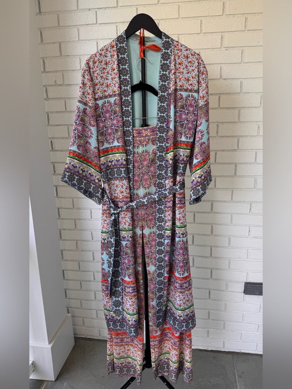 ALICE & OLIVIA- Stunning Flora Boho  Print Long Kimono & Pant Set - Picture 2 of 16